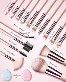 All components of BESTOPE PRO Makeup Brush Set including brushes and cleaning cloth