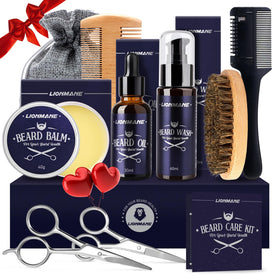 All components of Lionmane Beard Care Kit displayed together