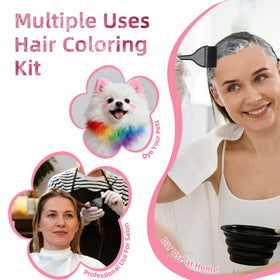 All components of ROOHUA hair dye kit laid out