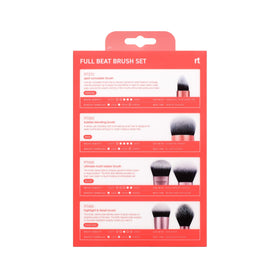 All four brushes from the Real Techniques Full Beat set laid out on a vanity