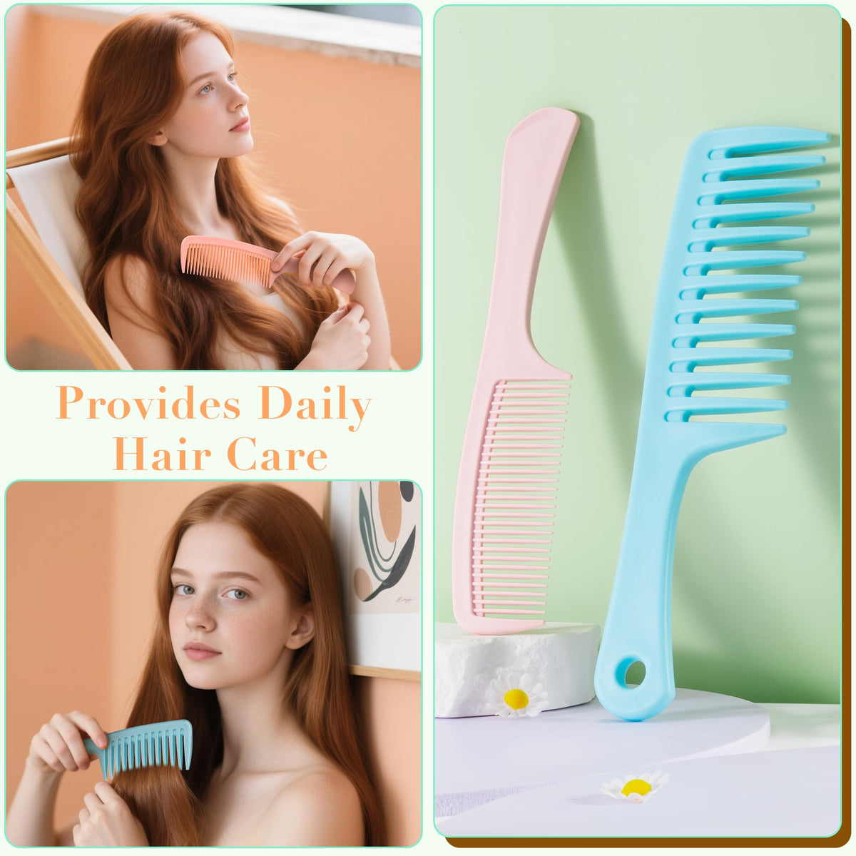 All four combs from SALON SILK Professional Comb Set displayed together