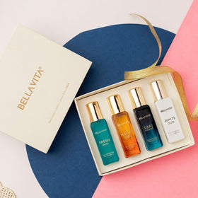 All four fragrances from Bella Vita Luxury Perfume Gift Set displayed