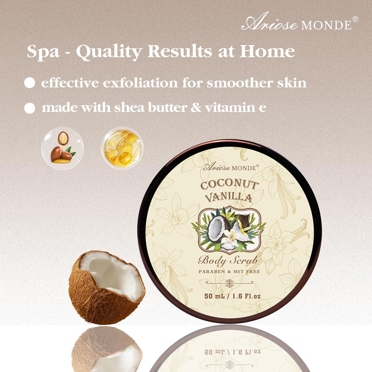 All items in the Coconut Vanilla Bath Gift Set arranged together