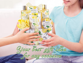 All items included in the ArioseMonde Lemon Bath Gift Set