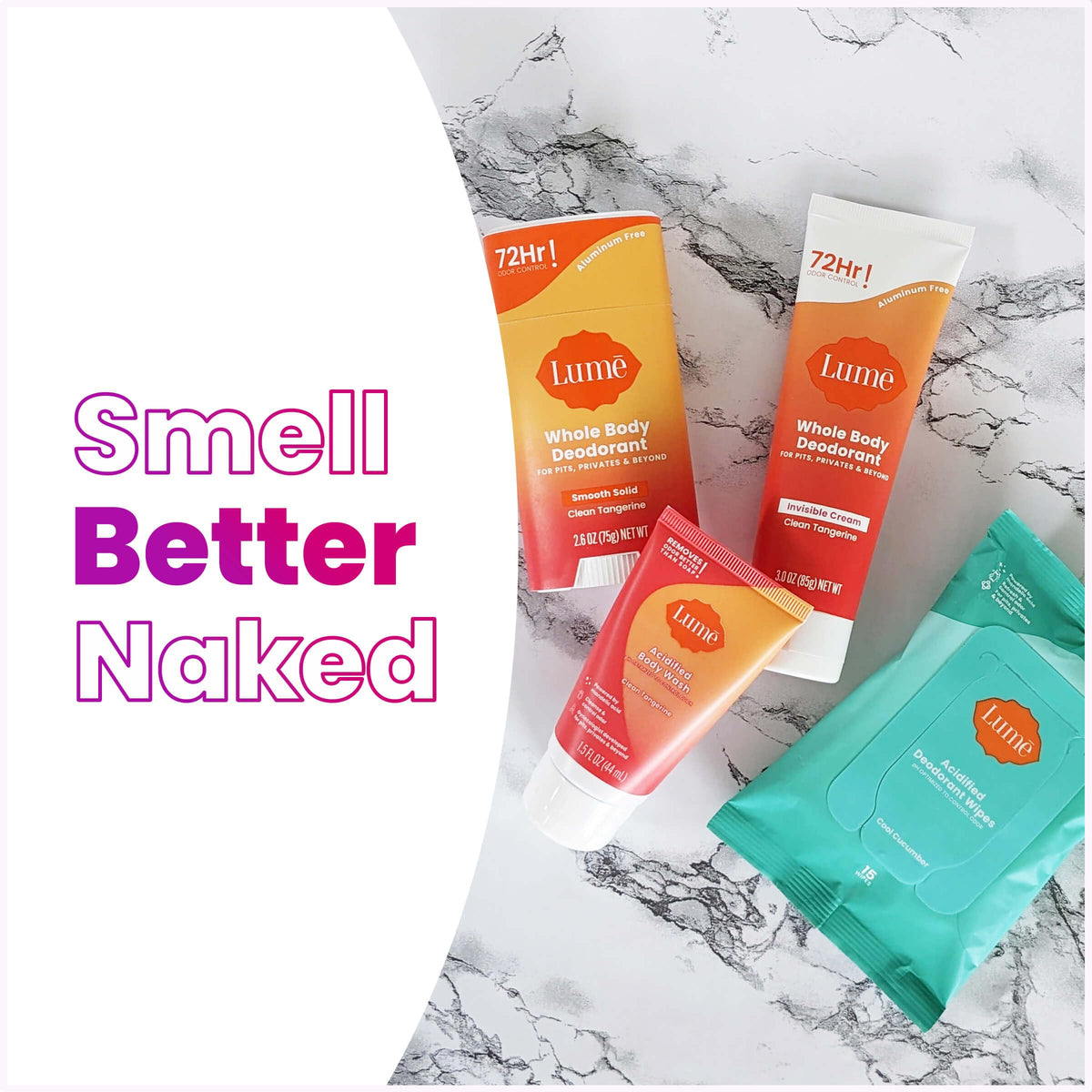 All products from Lume Whole Body Deodorant Starter Pack displayed together