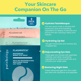 All products from Patchology Travel Essentials Kit laid out