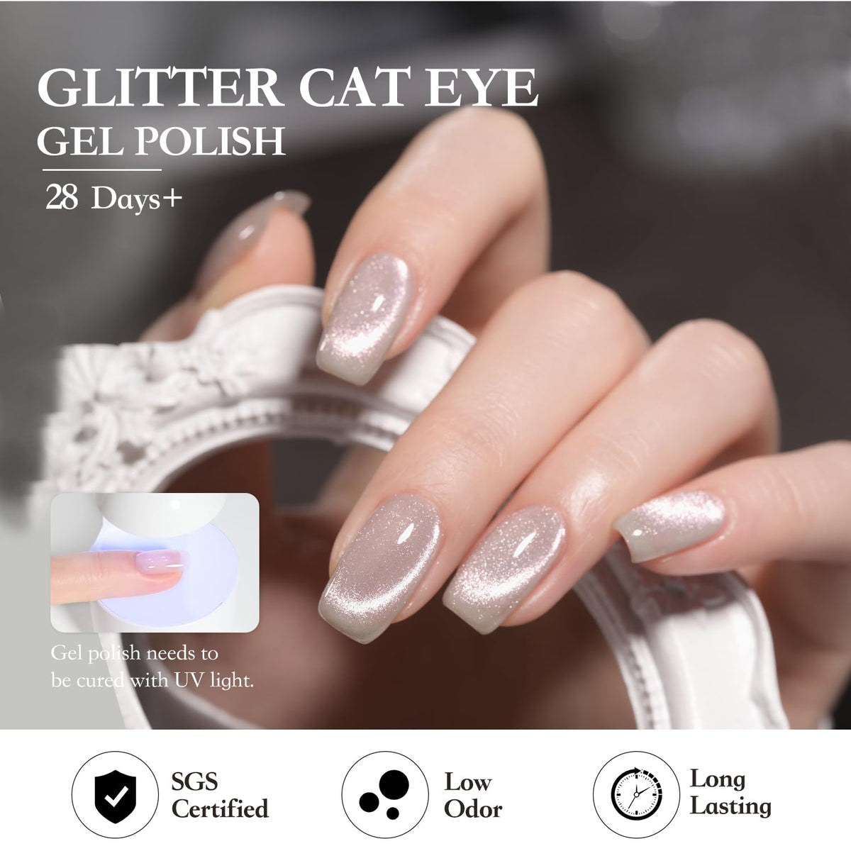 All six colours of GAOY Glitter Purple Cat Eye Gel Nail Polish