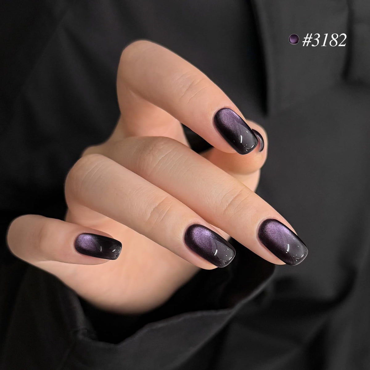 All six colours of GAOY Purple Glitter Cat Eye Gel Polish displayed