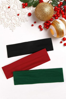 All three colours of TERSE Christmas headbands arranged together
