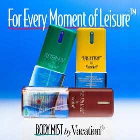 All three VACATION Body Mist bottles arranged together