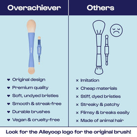 ALLEYOOP 4-in-1 Makeup Brush Set alongside makeup products