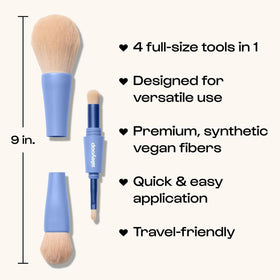 ALLEYOOP 4-in-1 Makeup Brush Set compact design for travel