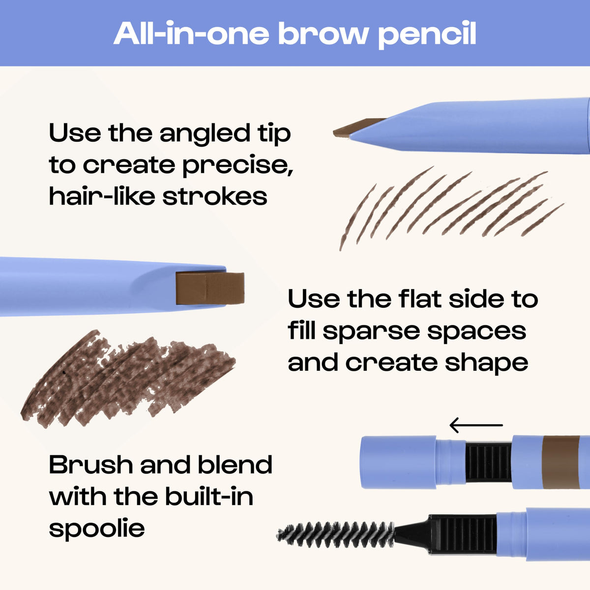 ALLEYOOP Eyebrow Pencil Swift Brow Dark Brown with spoolie brush