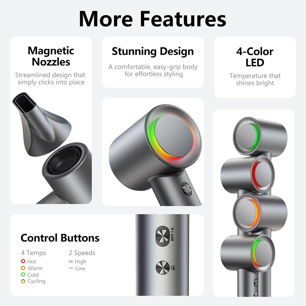 Alloom Hair Dryer in use with model styling hair
