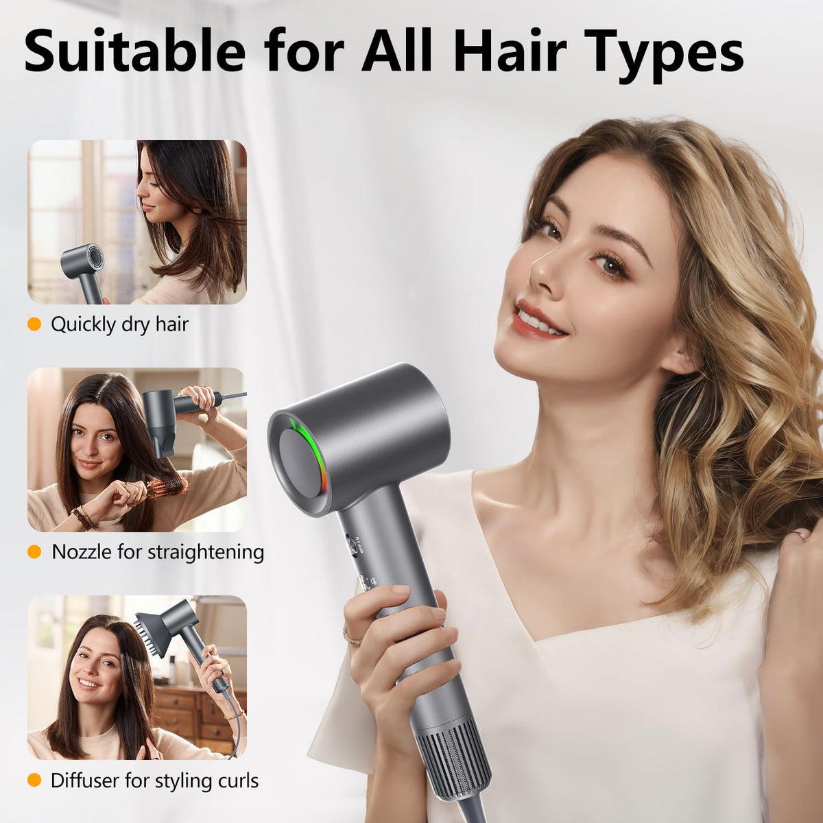Alloom Hair Dryer side view showing design details