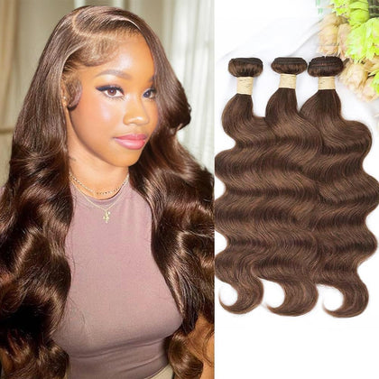 ALLRUN Body Wave Human Hair Extensions 18 inch chocolate brown bundle