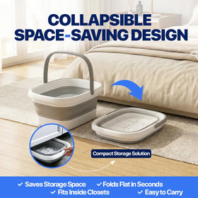 AllSett Health Collapsible Foot Bath in use with feet soaking