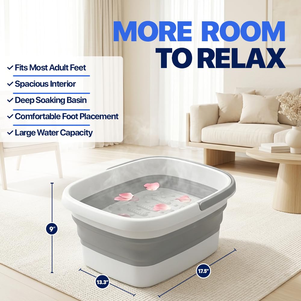 AllSett Health Collapsible Foot Bath with water and massage rollers
