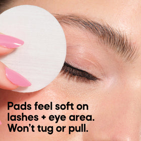 Almay eye makeup remover pad being used on the eye