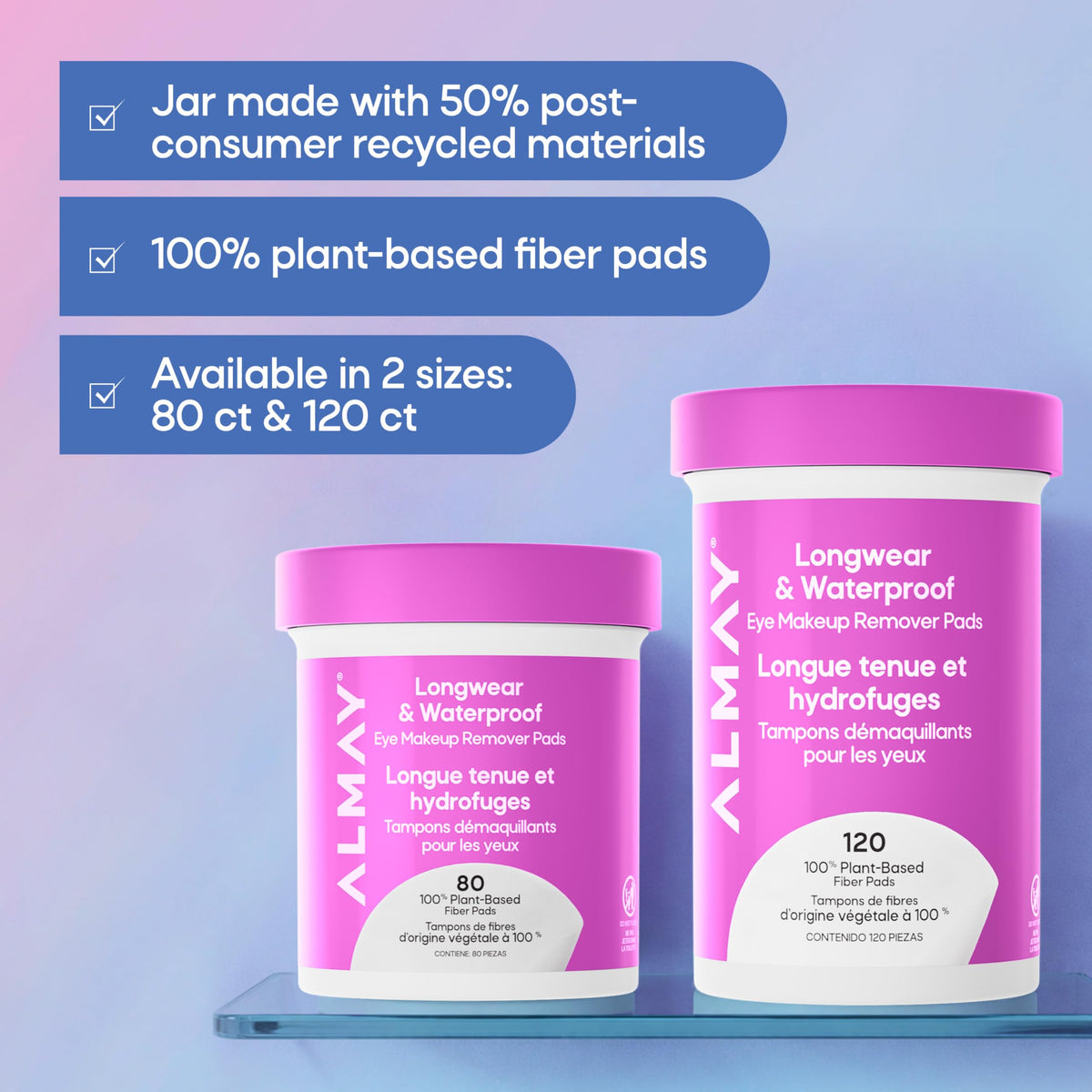 Almay eye makeup remover pads in a bathroom setting