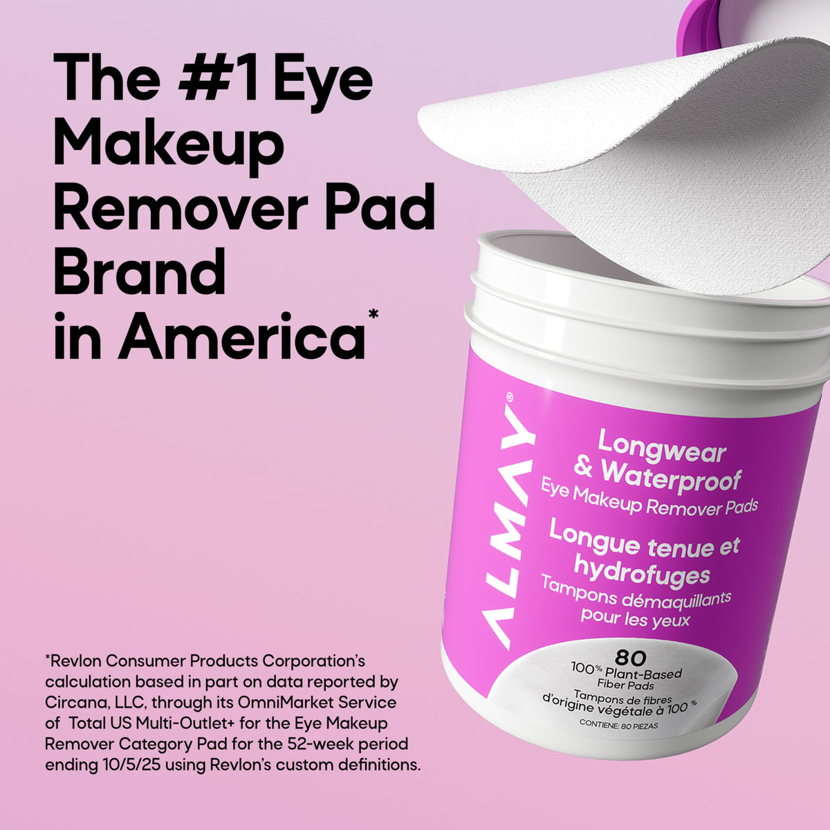 Almay Longwear Waterproof Eye Makeup Remover Pads jar side view