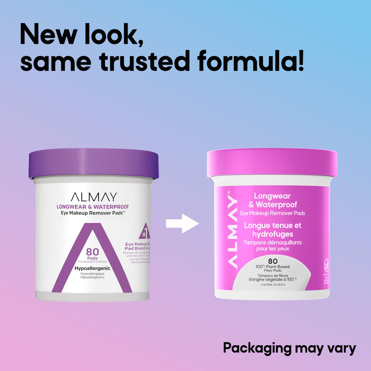 Almay Longwear Waterproof Eye Makeup Remover Pads with ingredients list