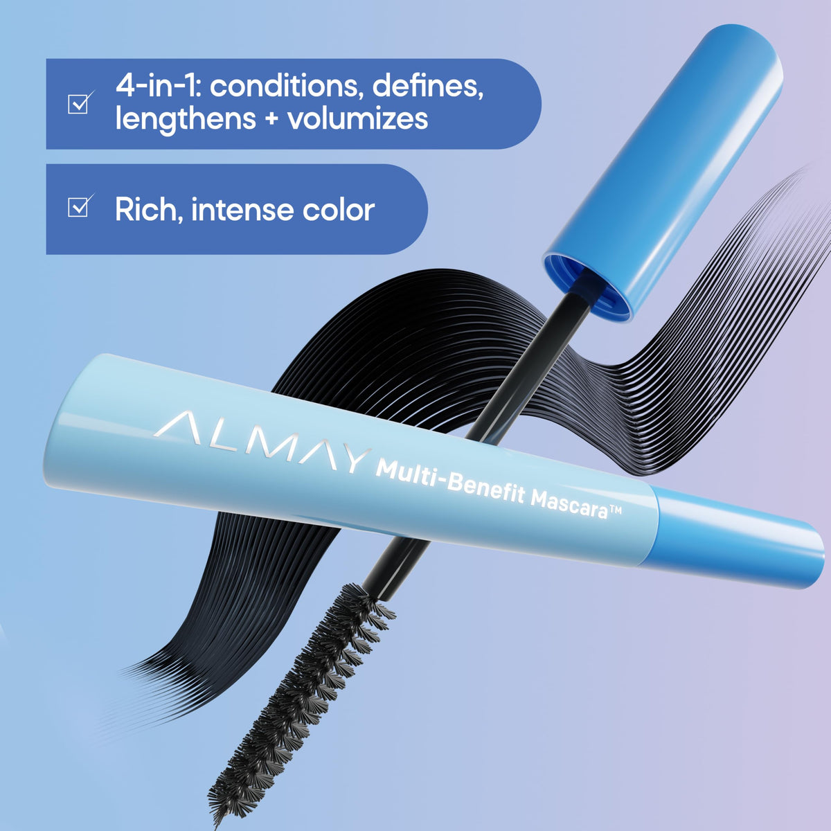 Almay Multi-Benefit Mascara 501 Blackest Black brush close-up