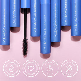 Almay Multi-Benefit Mascara and Eyeliner Duo on a vanity