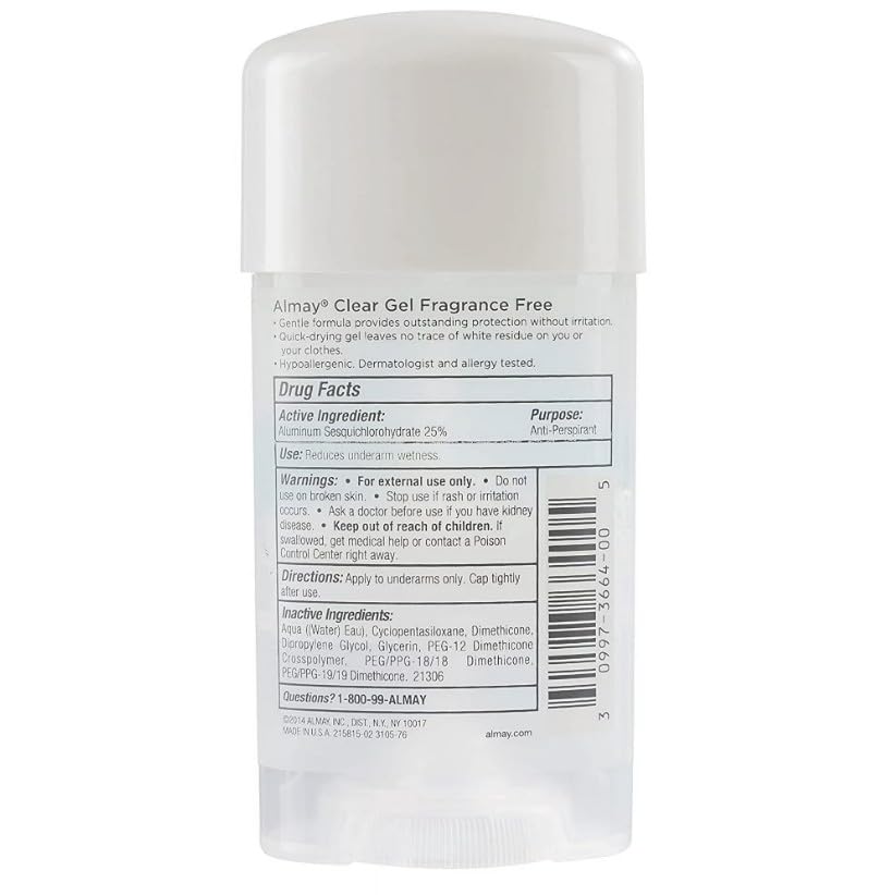 Almay Sensitive Skin Clear Gel Anti-Perspirant Deodorant packaging