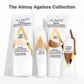Almay Smart Shade Foundation 100 Light with makeup accessories