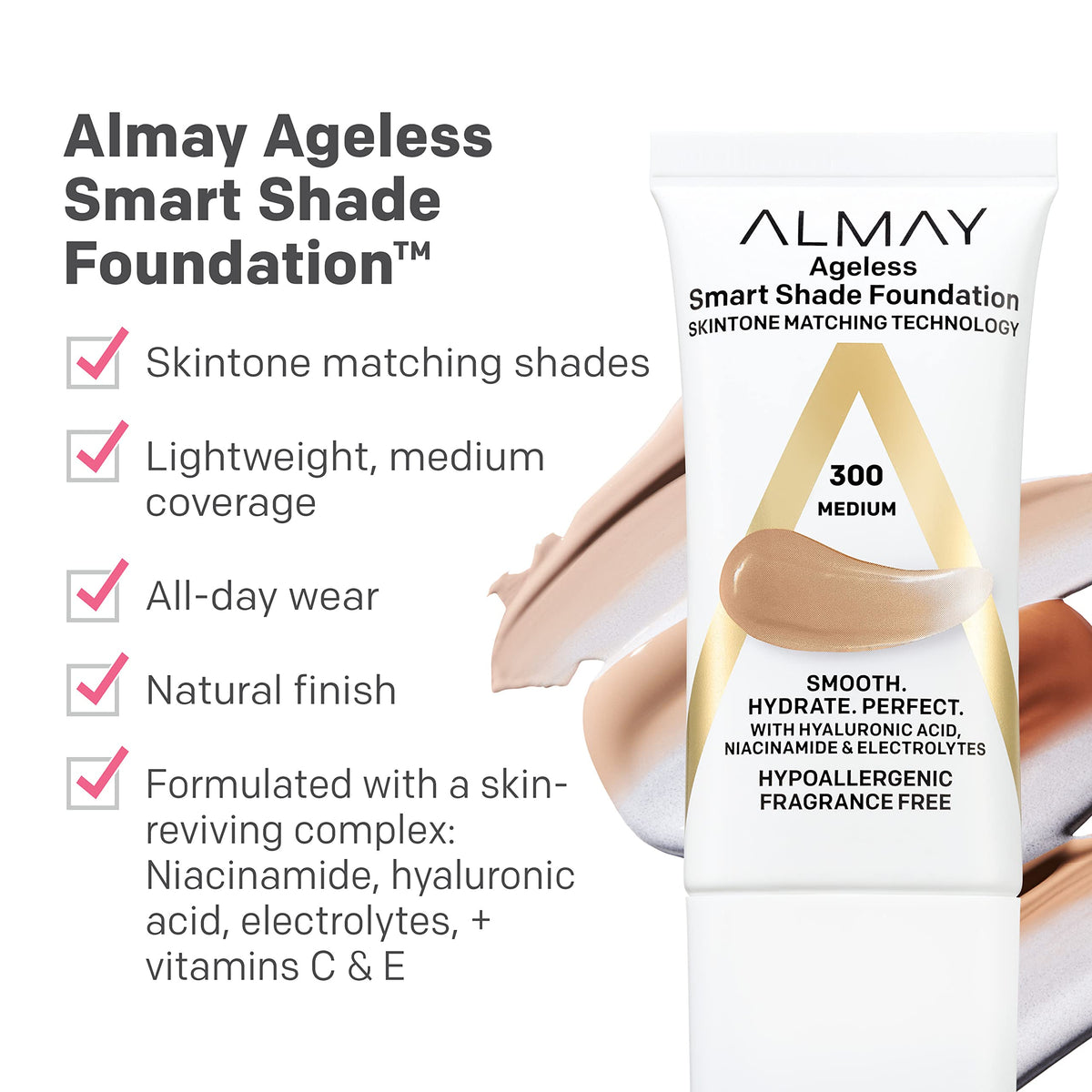 Almay Smart Shade Foundation 200 Light Medium texture on skin