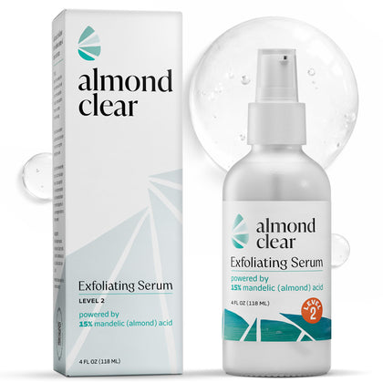 Almond Clear Level 2 Serum 4 oz front view with pump dispenser