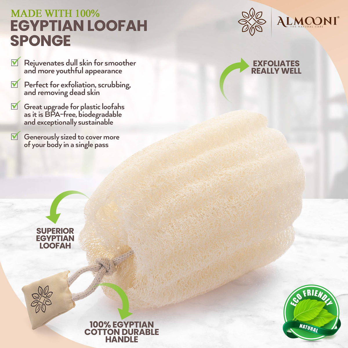 ALMOONI Egyptian Loofah Sponge in gift packaging