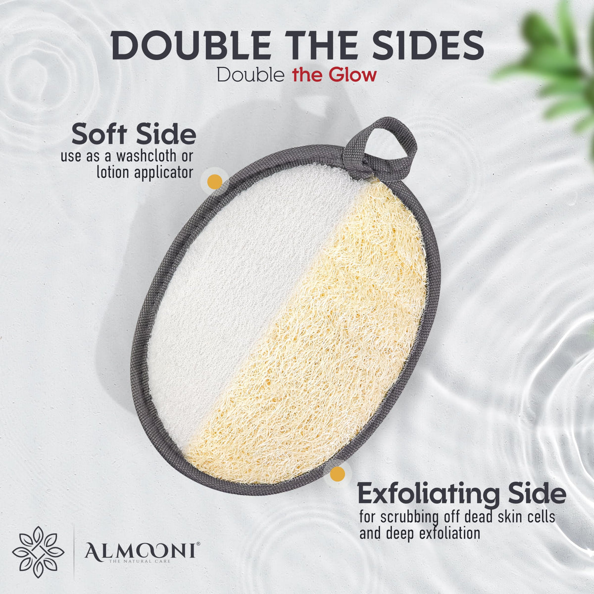 ALMOONI Loofah Sponge Body Scrubber with hanging loop