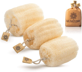 ALMOONI Natural Loofah Body Scrubber 3 Count front view