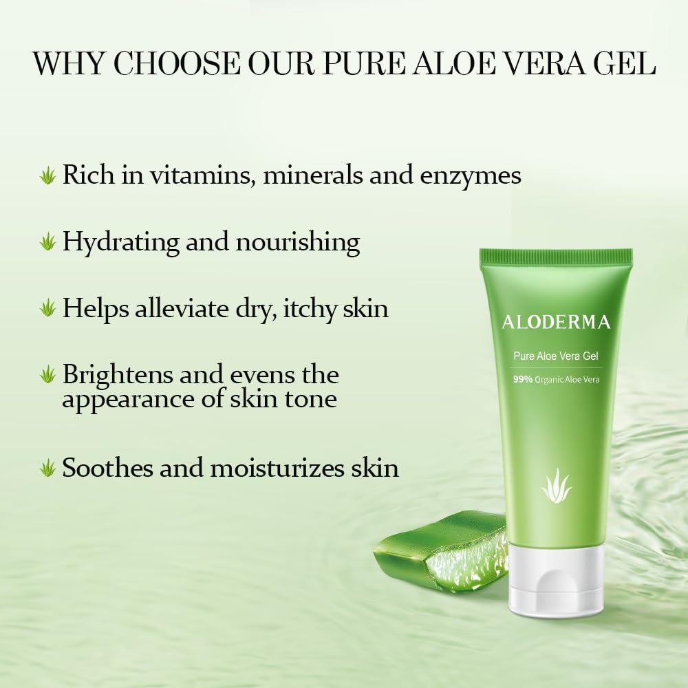 Aloderma Aloe Vera Gel 1.5oz tube back view with ingredients