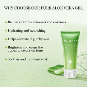 Aloderma Aloe Vera Gel 1.5oz tube back view with ingredients