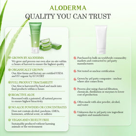 Aloderma Aloe Vera Gel 1.5oz tube in a skincare routine setup