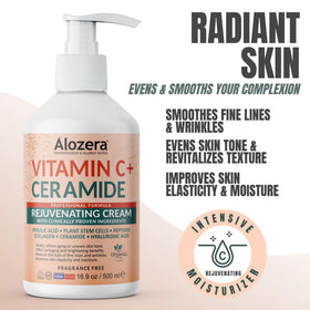 Alozera Rejuvenating Body Lotion back view with ingredient list