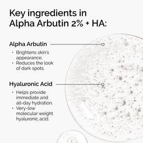 Alpha Arbutin 2% + HA serum application on skin