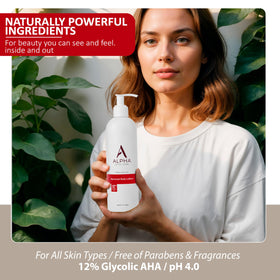 Alpha Revitalizing Body Lotion 12 Oz with ingredients list