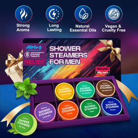 ALPLUG Shower Steamers displayed with essential oils