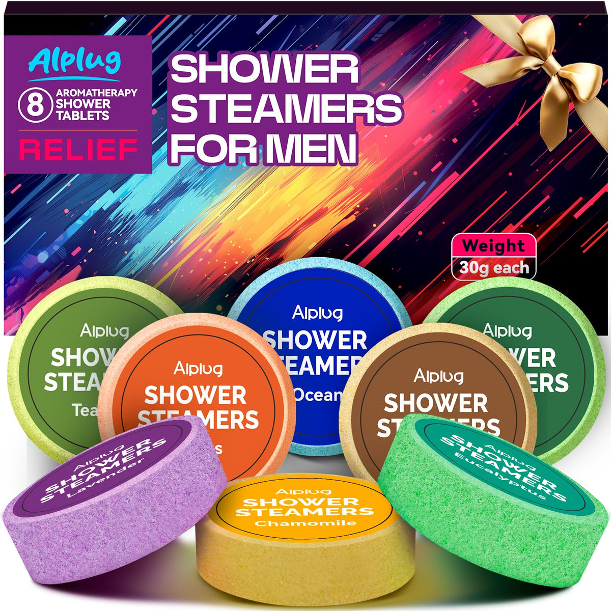 ALPLUG Shower Steamers for Men 8 Pack in gift box