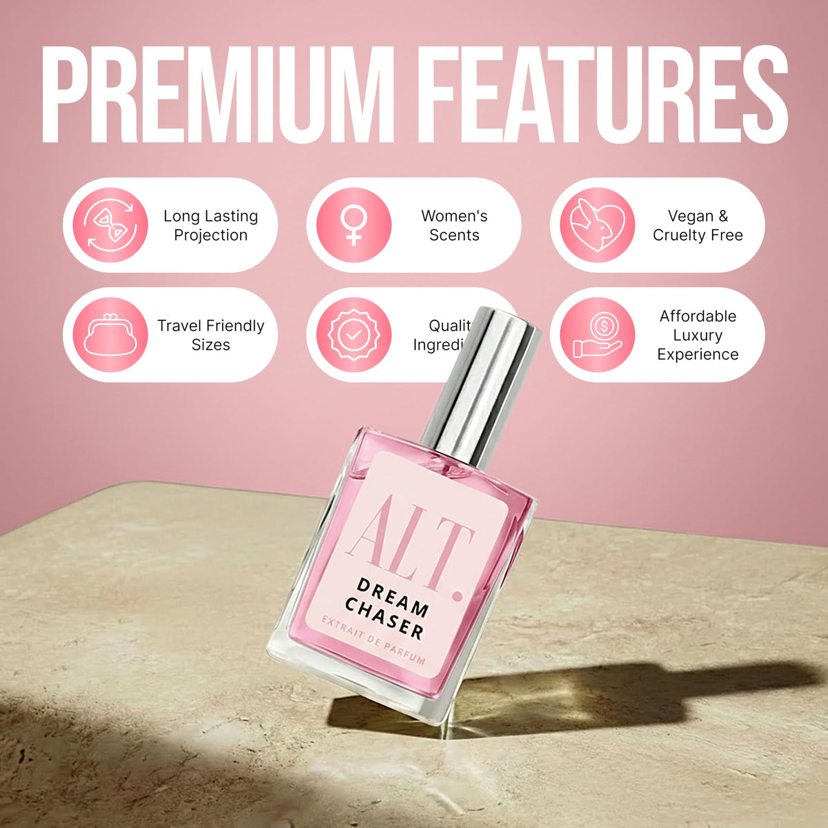 ALT. FRAGRANCES Dream Chaser perfume bottle with flowers