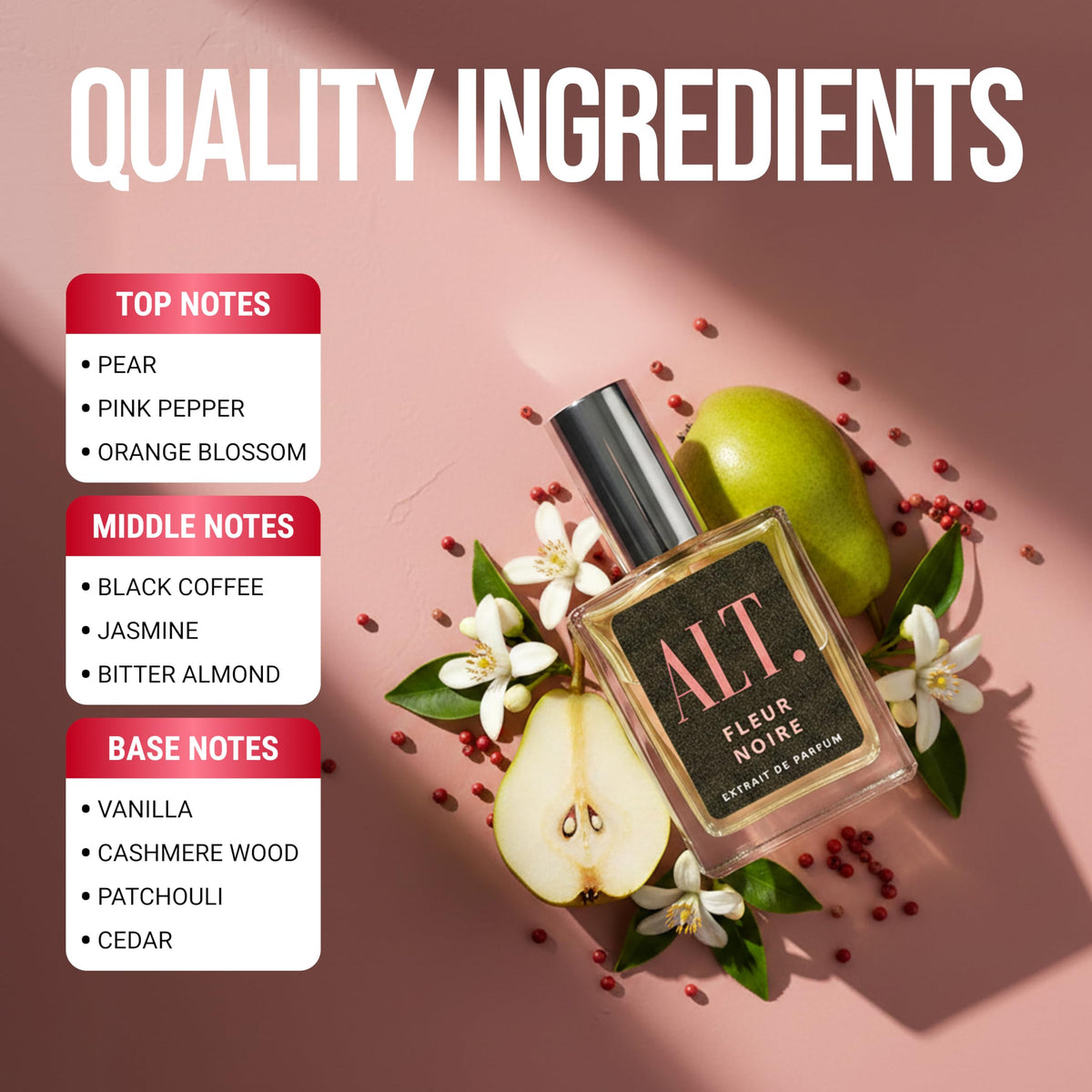 ALT. FRAGRANCES Fleur Noire Eau de Parfum 100ml side view