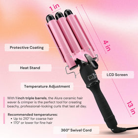 Alure Three Barrel Curling Iron in use creating waves