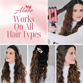 Alure Three Barrel Curling Iron Wand side view showing ceramic barrels