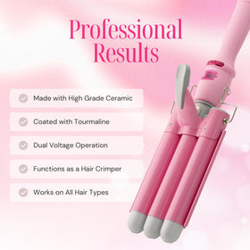 Alure Three Barrel Curling Iron Wand with temperature settings displayed