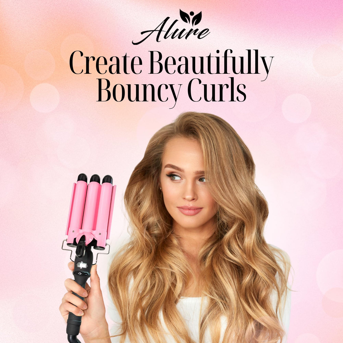 Alure Three Barrel Curling Iron with insulated barrel tips