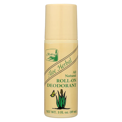 Alvera All Natural Roll-On Deodorant Aloe Herbal 3oz front view